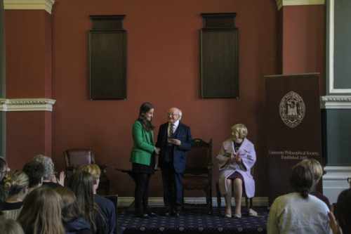 President receives the Gold Medal of Honorary Patronage from the University Philosophical Society of Trinity College