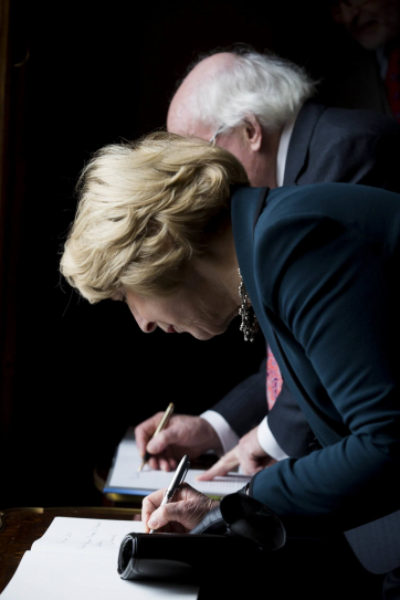 Pictured during the President Michael D. Higgins visit to Russborough, to sign a copy of the recently published ‘Russborough, A Great Irish House, its Families and Collections’, for which the President wrote the Foreword. Picture Andres Poveda 