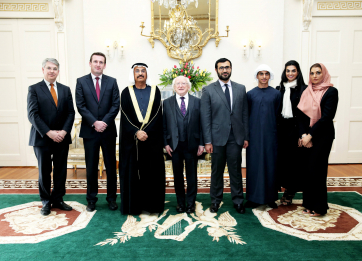 H.E. Mr. Saeed Mohamed Ali Al Shamsi, Ambassador of the United Arab Emirates, was accompanied by his wife, Mrs. Ayesha Nabi Al Shamsi, and their daughter, Miss Fatimah Saeed Al Shamsi, and by Mr. Mohamed Hmoud Al Shamisi, Deputy Head of Mission.