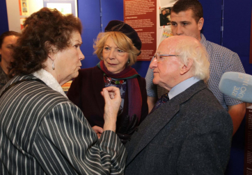 President of Ireland, Michael D. Higgins and his wife Sabina, here speaking to Missie Collins