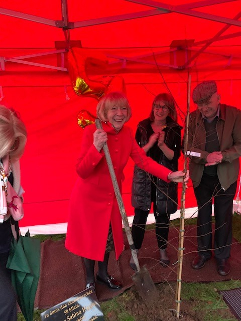 Sabina attends a Tree Planting for the 50th Anniversary of The Mac Bride Community Nursing Unit