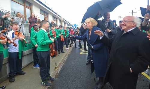 President visits Gaelscoil Bhréifne Primary School
