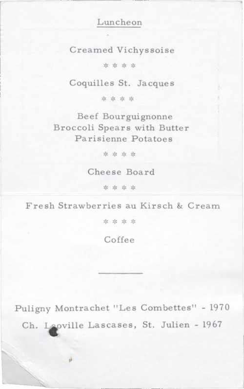 Inauguration Menu 1973