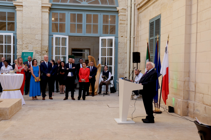 President and Sabina attend a reception for the Irish Community, hosted by H.E. Patrick Duffy, Ambassador of Ireland to Malta