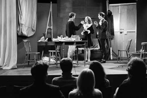 Improvisational theatre at the Focus Theater. Tom Hickey, Sabina Coyne and Timmy McDonnell.