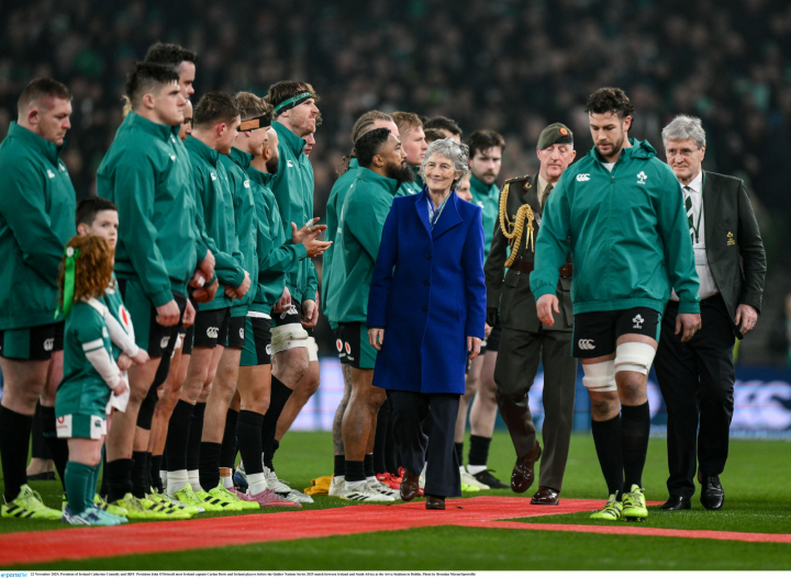 President Connolly attends the Quilter Nations Series 2025 Ireland v South Africa