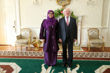 H.E. Ms. Anizan Siti Hajjar Adnin, Ambassador of Malaysia and President Michael D Higgins at Áras an Uachtaráin