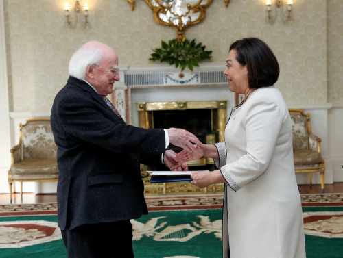 President Michael D Higgins and H.E. Ms. Guisell Morales-Echaverry, Ambassador of the Republic of Nicaragua