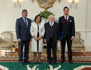 Mr. Andrew Doyle, T.D, Minister of State, H.E. Ms. Guisell Morales-Echaverry, Ambassador of the Republic of Nicaragua, President Higgins & Mr. Ricardo Carioni, Deputy Head of Mission