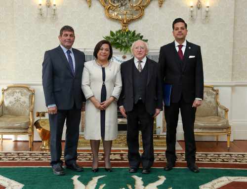 Mr. Andrew Doyle, T.D, Minister of State, H.E. Ms. Guisell Morales-Echaverry, Ambassador of the Republic of Nicaragua, President Higgins & Mr. Ricardo Carioni, Deputy Head of Mission