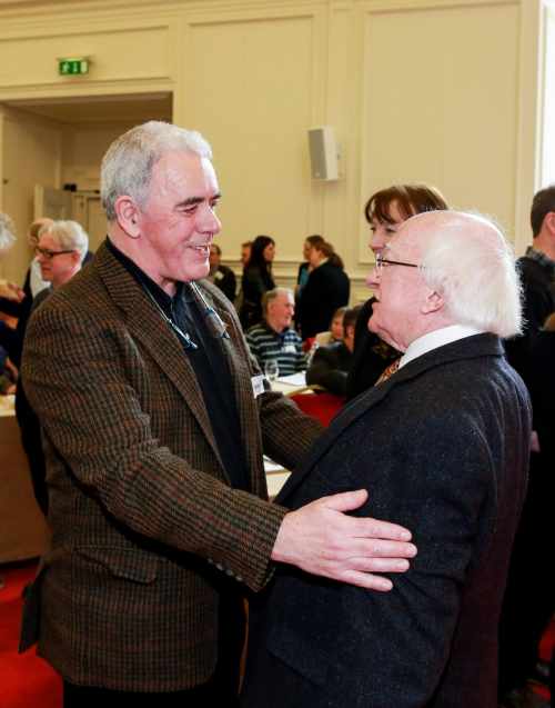 President Michael D. Higgins  meeting Theo Dorgan.
