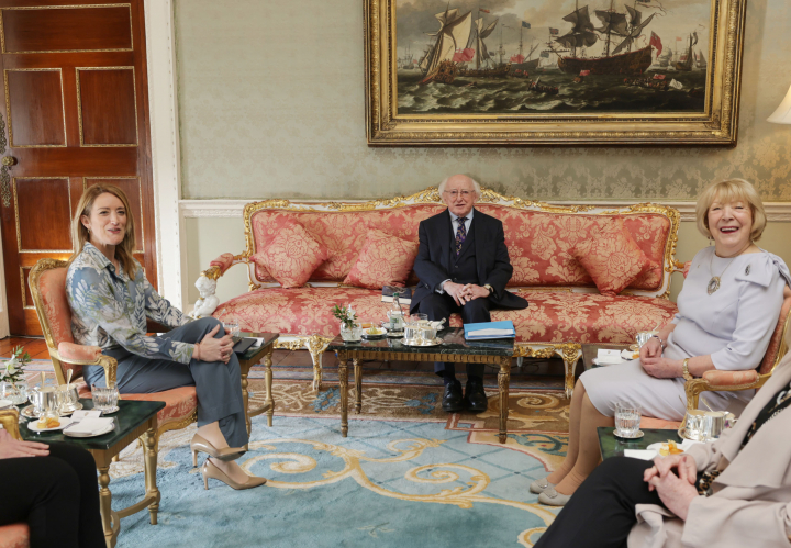 President Higgins receives Ms. Roberta Metsola, President of the European Parliament, on a courtesy call