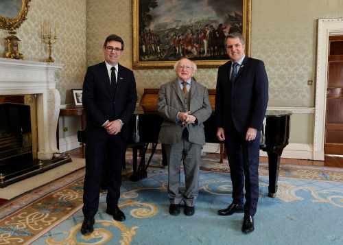 President Higgins receives Mayor Steve Rotheram (Liverpool City Region) and Mayor Andy Burnham (Greater Manchester) on a courtesy call