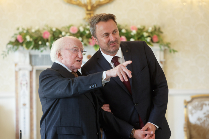 Cuireann an tUachtarán fáilte roimh an Uasal Xavier Bettel, Príomh-Aire Lucsamburg, ar chuairt chúirtéise 