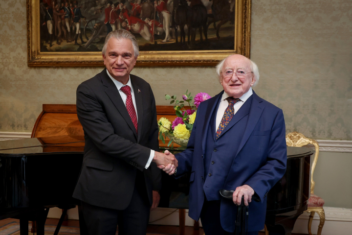 President Higgins receives H.E. André Tinoco, Minister of Foreign Affairs of the Republic of Costa Rica