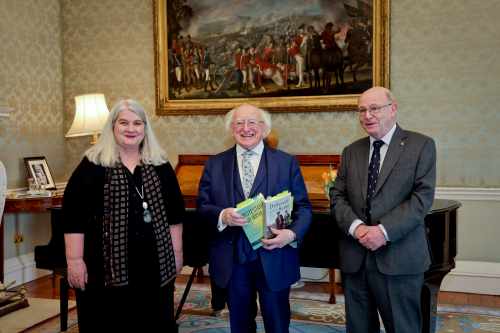 President Higgins receives Dr. Ian d’Alton and Dr. Ida Milne on a courtesy call