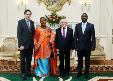 H.E. Ms. Joyce Kakuramatsi Kikafunda, Ambassador of the Republic of Uganda, was accompanied by Mr. Innocent Opio, Second Secretary at the Embassy.
