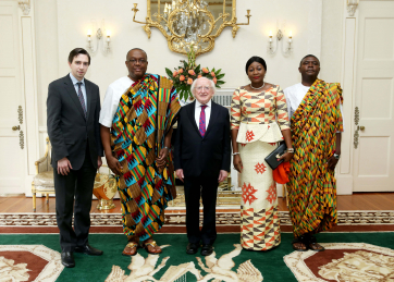 H.E. Mr. Victor Emmanuel Smith, Ambassador of the Republic of Ghana, was accompanied by his wife, Mrs. Adwoa Fewaa Smith, their son, Master Victor Emmanuel Smith and by Mr. Peter Kobina Taylor, Minister-Counsellor at the Embassy.