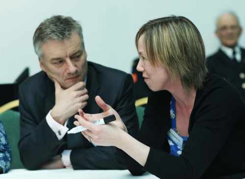 Pic shows  Ms. Lorna Gold,Trocaire and Dr. Patrick Prendergast ,TCD ,taking part in the Community Voices World Cafe Session