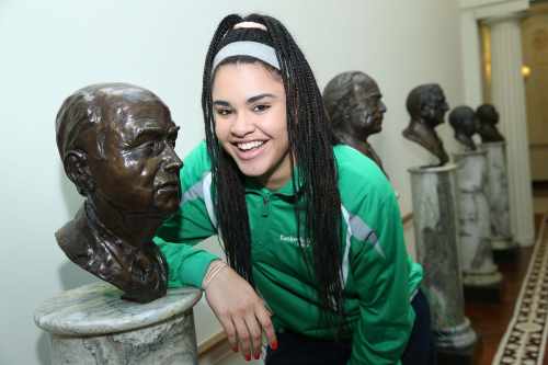 Pic shows Tia Kelly a  member of the Basketball Ireland team at the reception.Pic Maxwells
