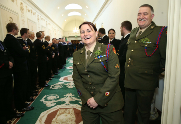 Private Sonya Larrigan,Central Medical Unit as she waits in line to meet the President Michael D.Higgins and his wife Sabina
