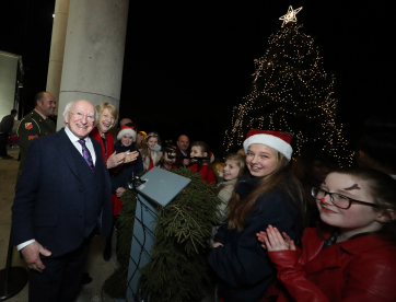 President and Sabina Higgins  after he had switched on the Christmas tree lights