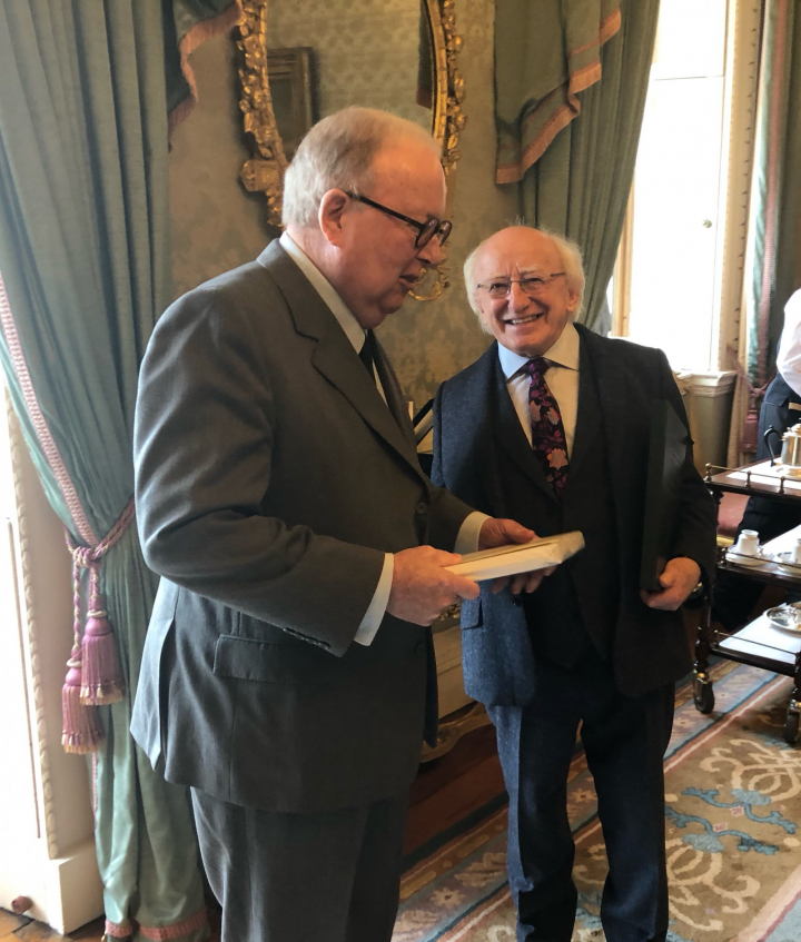 President receives former Ambassador Richard Ryan who presents a booklet on Garech Browne 