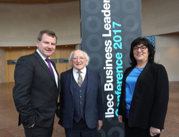 IBEC CEO Danny McCoy, President Michael D. Higgins and Anne Heraty, CEO, Cpl Resources and President of IBEC