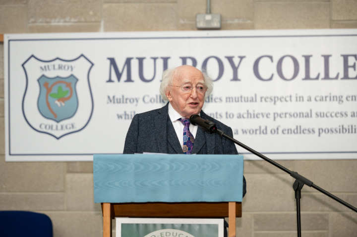 President visits Mulroy College, Milford