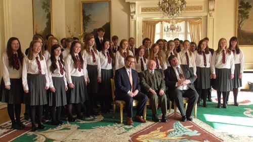 Carrickfergus Grammar Choir with President Michael D Higgins