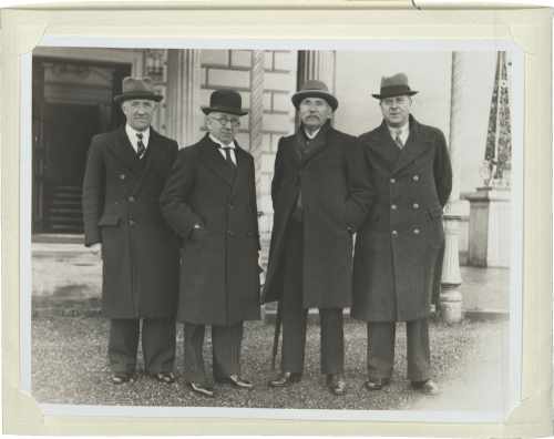 Celebrating President Hyde's first year in office were Sean T O Ceallaigh Tánaiste in front of Áras June 1939  © Director of the National Archives NAI PRES 1 P1251