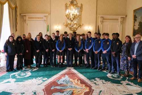 President Connolly meets students from Castlerea Community School