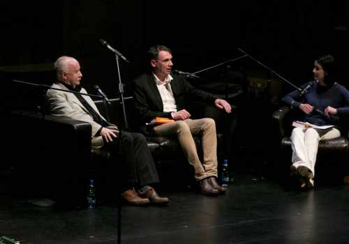 Declan Kiberd, PJ Mathews and Aideen Howard at the launch of the Handbook of the Irish Revival