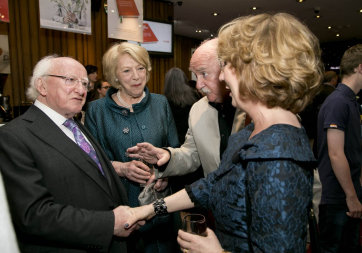 Declan Kiberd introduces Maire Doyle to President Michael D Higgins and Sabina Higgins