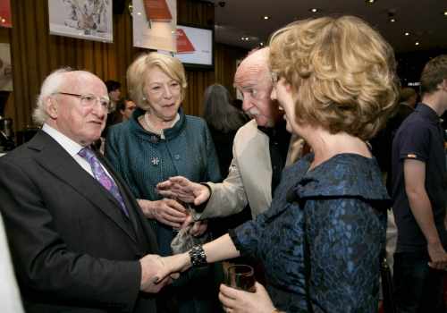 Declan Kiberd introduces Maire Doyle to President Michael D Higgins and Sabina Higgins