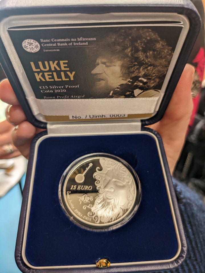 President and Sabina attend the launch of Luke Kelly Commemorative Coin