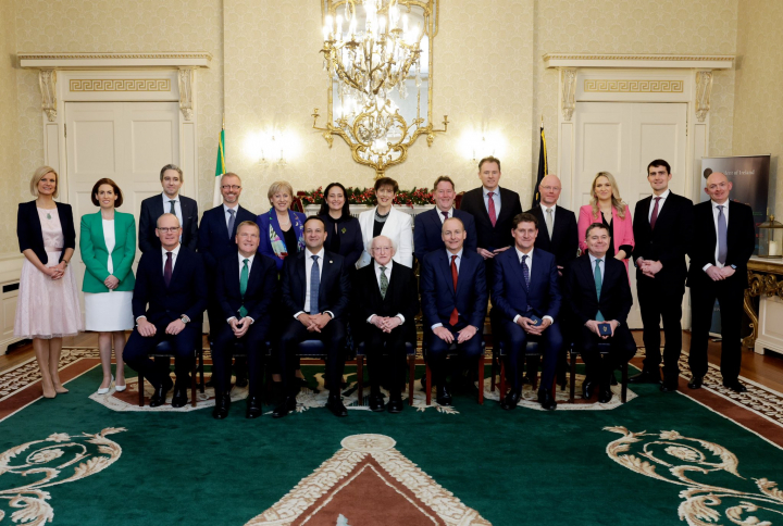 President Higgins presents Government Ministers with their seals of office
