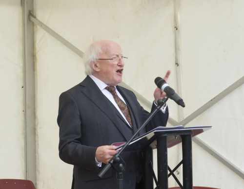 Pictured at Waterford where President Higgins attends the official naming of the Thomas F Meagher bridge.