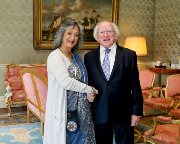 Pic shows President Higgins with Ms. Farida Shaheed, UN Special Rapporteur on Cultural Rights in Aras An Uachtarain