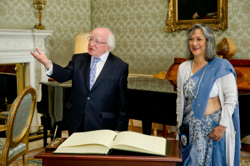 Pic shows President Higgins with Ms. Farida Shaheed, UN Special Rapporteur on Cultural Rights in Aras An Uachtarain