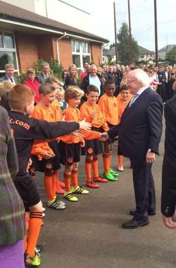 President officially opens all-weather training facility for St. Kevin’s Boys Club