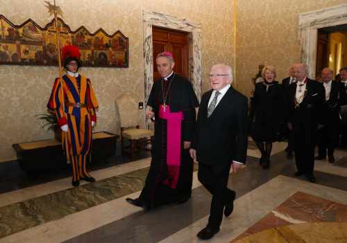 His Grace Archbishop Georg Gänswein greeting President Michael D. Higgins