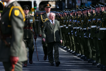 President Micheal D. Higgins inspects the Guard of Honour at the Ceremonial event for the Irish Citizen Army and James Connolly