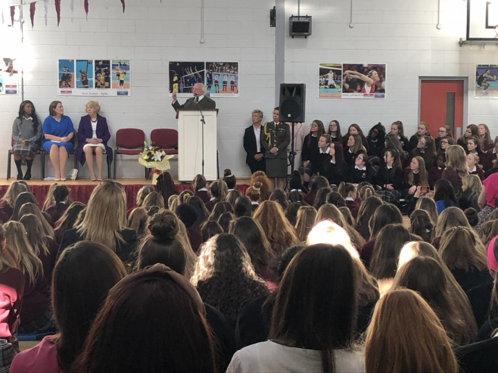 President visits Holy Family Secondary School