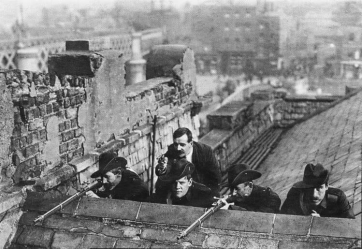Irish Citizen Army members on the roof of Liberty Hall, Easter 1916