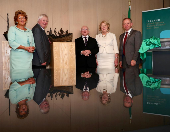 President unveils sculpture by John Behan