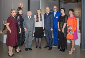 Karen Hennessy, Laura Magahy, President Michael D Higgins, Sabina Higgins, Minister Jed Nash, Alex Milton, Angela O’Kelly & Louise Allen  pictured at the opening of Liminal 
