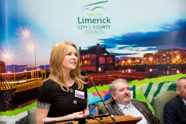 RTE’s Claire Byrne speaking at the Limerick City and County Council during a civic reception at the University of Limerick.