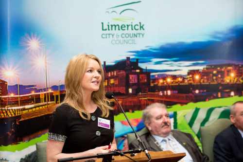 RTE’s Claire Byrne speaking at the Limerick City and County Council during a civic reception at the University of Limerick.