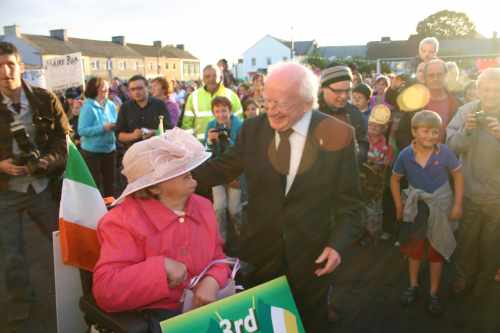 Labour nominated presidential candidate Michael D. Higgins at the parade of the launch of the Village Carnival Festival, Galway, 26th August